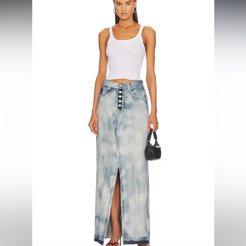 GRLFRND Bianca Reconstructed Split Hem Maxi Skirt in Marble Hill